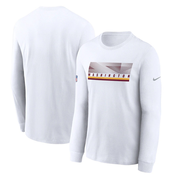 Men's Washington Football Team 2020 White Sideline Impact Legend Performance Long Sleeve NFL T-Shirt